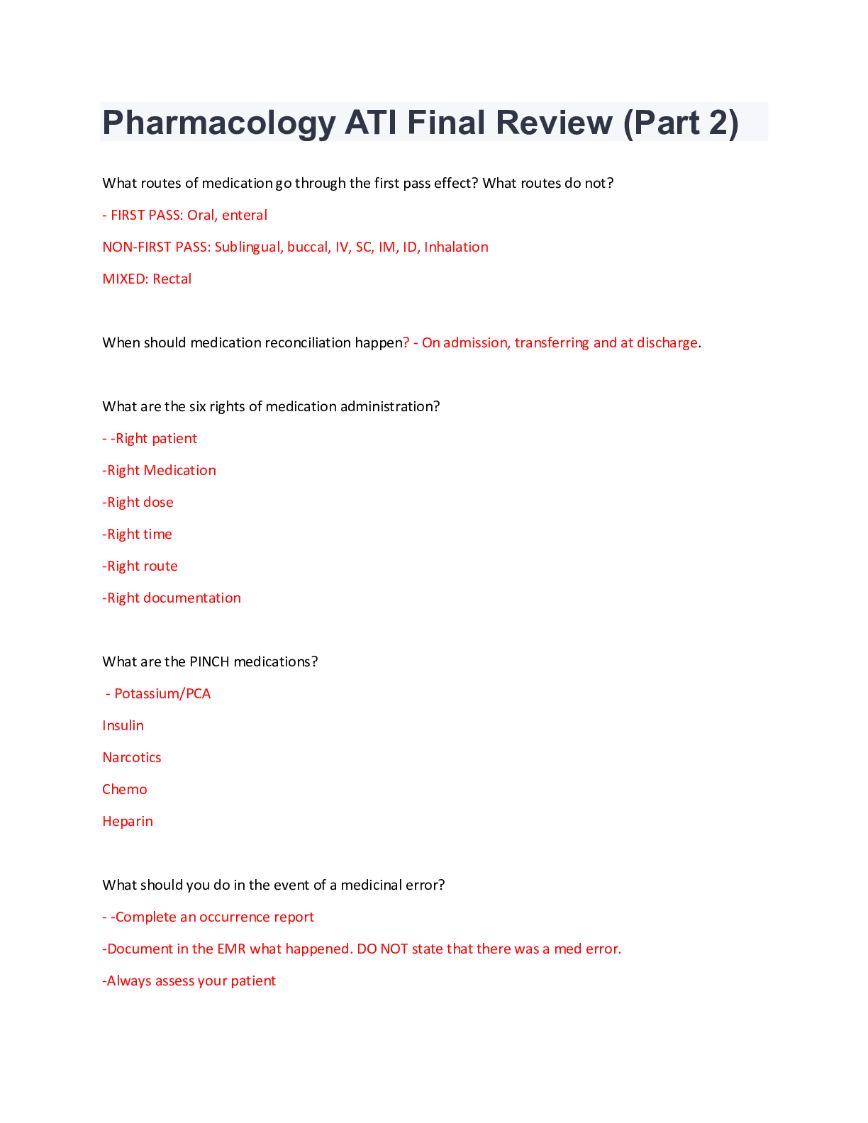 Preview image for Pharmacology ATI Final Review (Part 2) Graded A